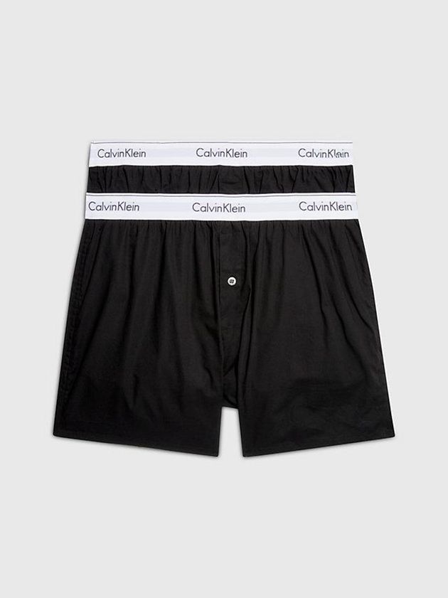 Calvin Klein USA 2 Pack Slim Fit Boxers - Modern Cotton Mens Briefs Black 3048791-TD